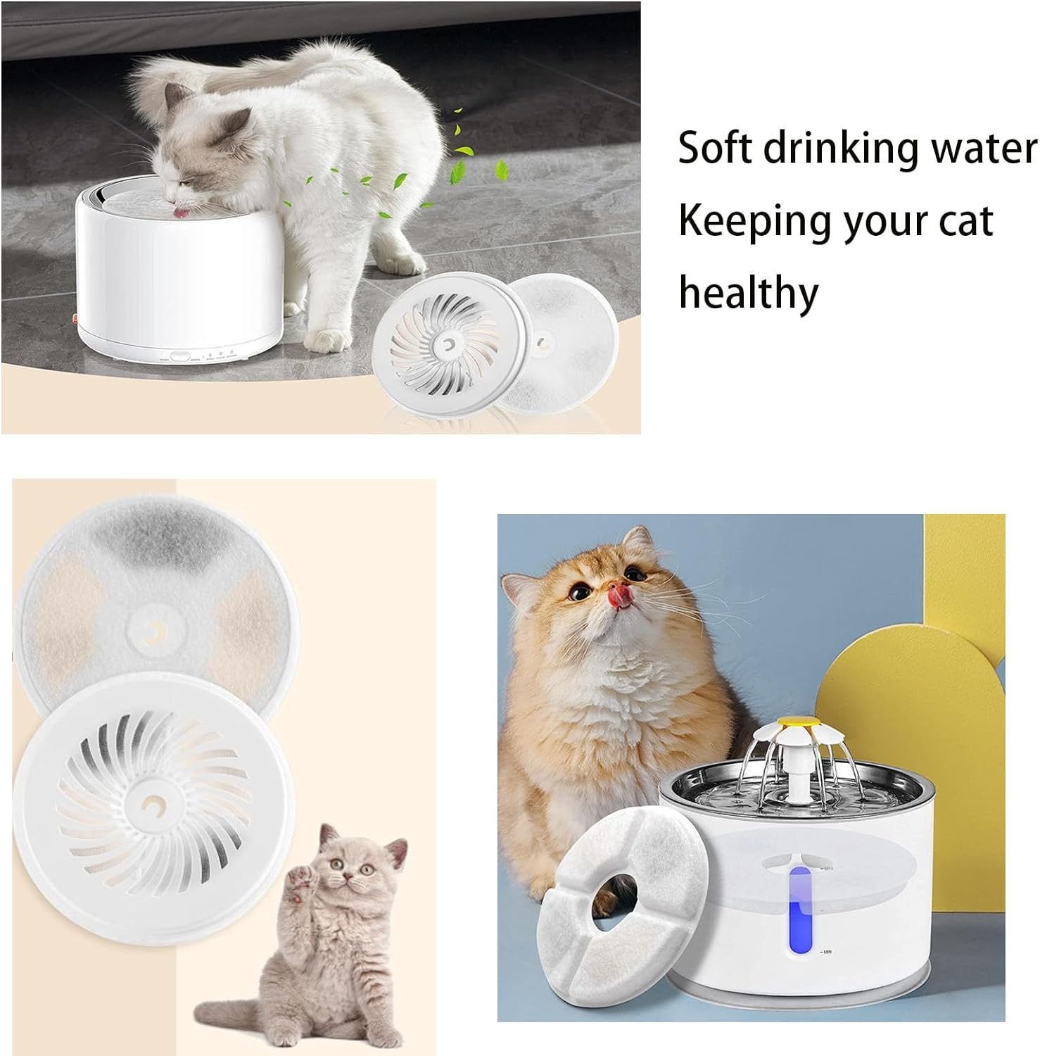 PET Standard Water Filters, Pack of 5 Replacement Filter Fit, Compatible with Most Cat Fountain and Pet Water Fountain image number 1