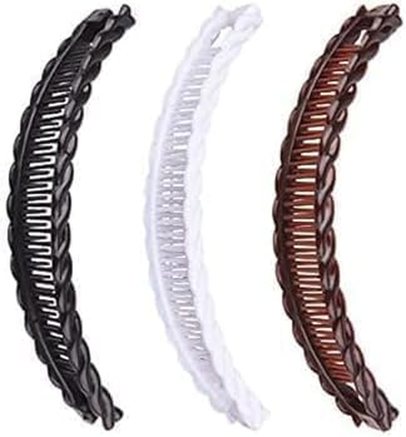 2 Pcs Large Banana Clips Fish Clips Long Hair Clips Banana Fish Clip Comb Grip Hair Accessories (One Black and One Brown) image number 5