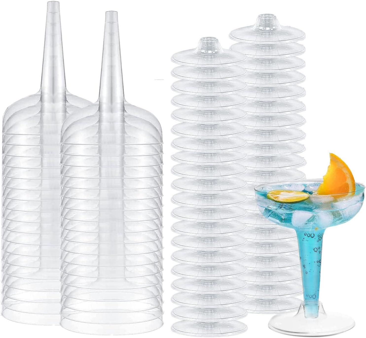 WADY 30 Pack Plastic Champagne Flutes, 120ML Plastic Champagne Glasses, 4 OZ Plastic Glitter Champagne Flutes, Perfect for Wedding, Thanksgiving Day, Christmas, Birthdays, Outdoor & Parties (Clear) image number 3