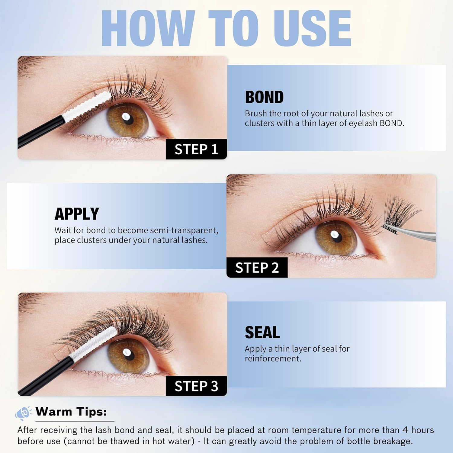 GEMERRY Lash Bond and Seal Eyelash Glue Cluster Lash Glue Clear Individual Lash Glue Lash Glue for DIY Eyelash Extensions Waterproof 48 Hours Longwear Latex-Free Overnight Beginner Friendly image number 6