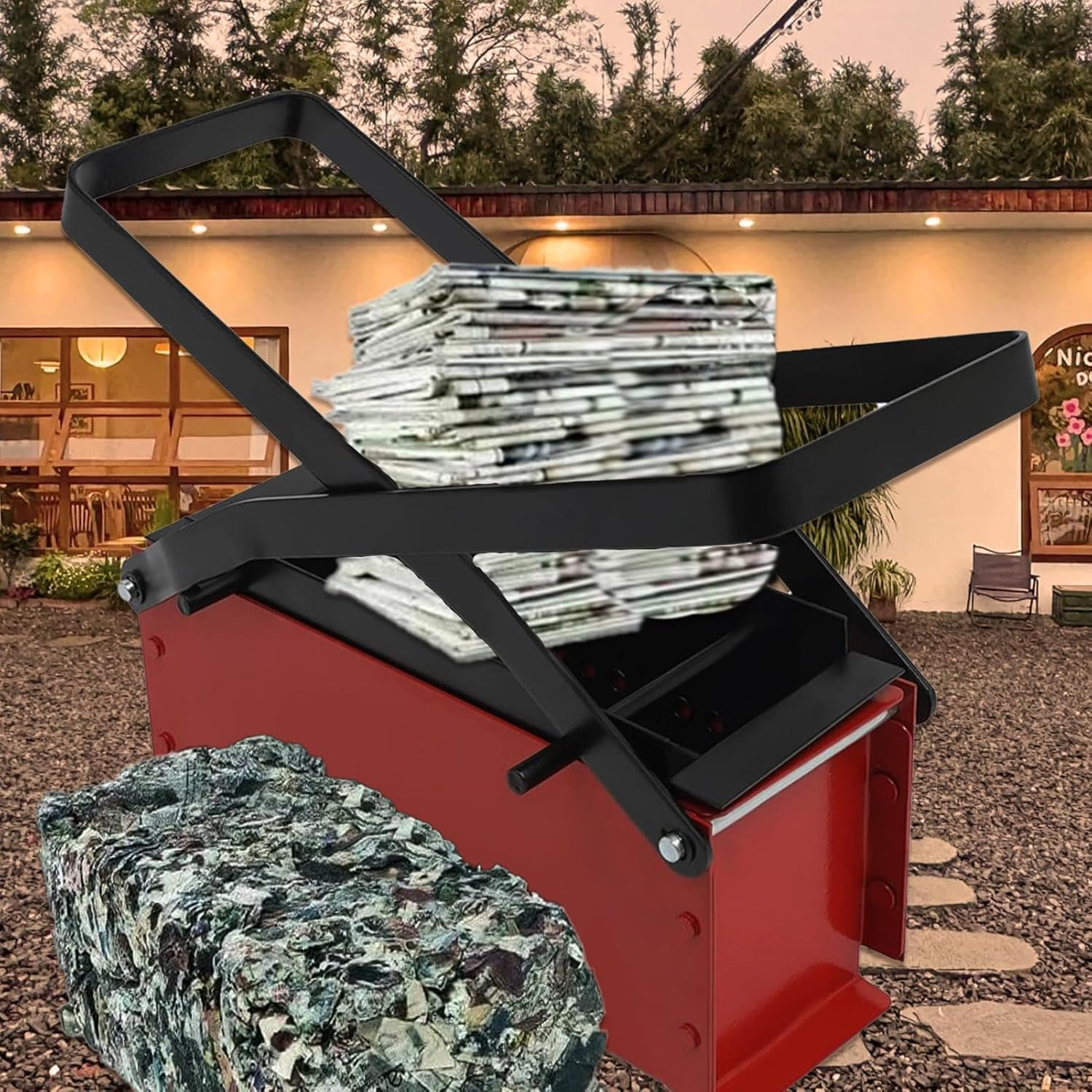 Paper Brick Maker | Manual Wastepaper Briquette Press | Recycle Newspaper Log Press | Paper Log Maker | Recycled Paper Brick Maker | Versatile Paper Briquette Maker for Home Heating and Fire Stove Use image number 2