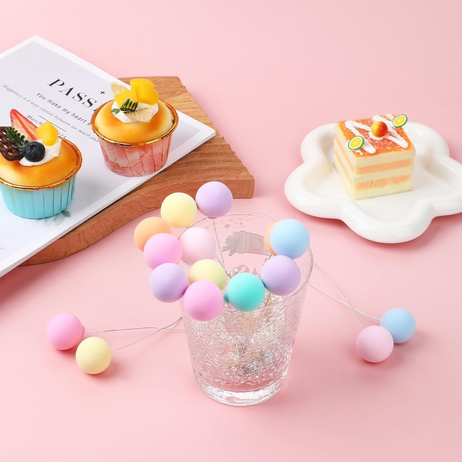 40 Pcs Mini Balloon Cake Decorations - Clay Cake Baking Plugin Ornament, Reusable Colorful for Birthday, Wedding, Baby Shower Party (Colorful) image number 1