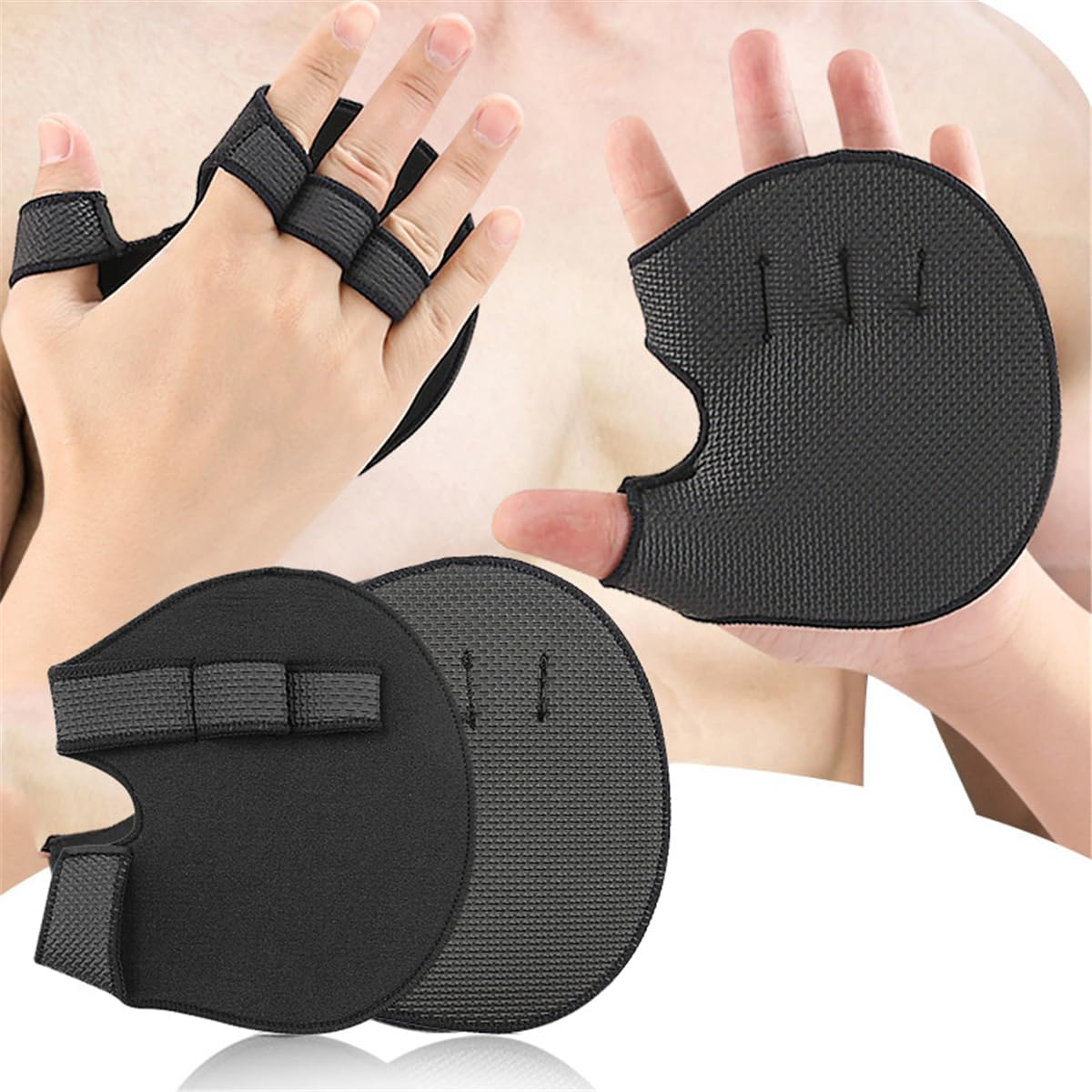 Neoprene Grip Pads Lifting Grips, Non-Slip Pull up Gloves, Fitness Barbell Hand Grips Lifting Palm Pads, Men & Women Gym Workout Gloves for Weightlifting, Cross Fitness, Calisthenics, Powerlifting image number 4
