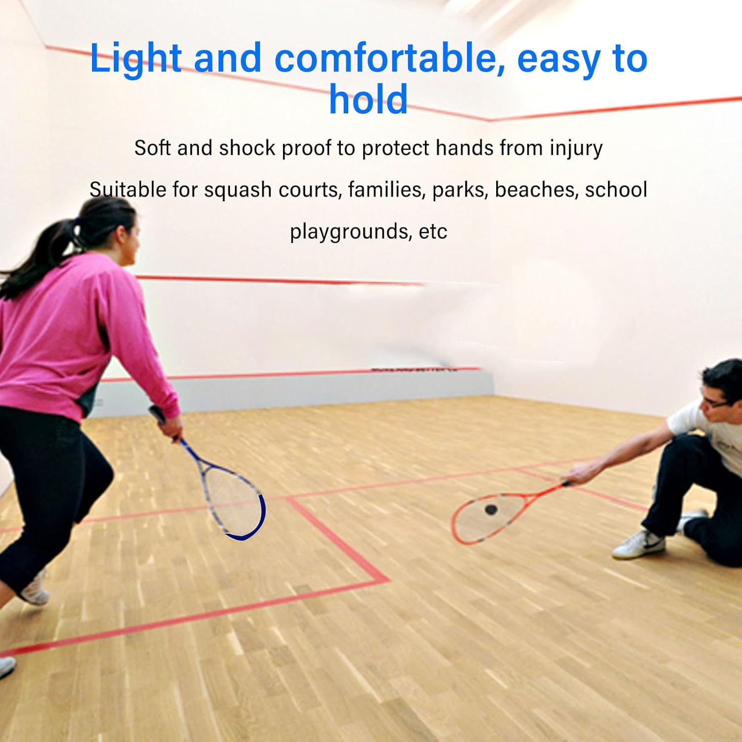 Squash Racket, Carbon Aluminium Alloy Integrated Lightweight Sports Beginner Squash Racket Set for Gym School Playgrounds image number 5