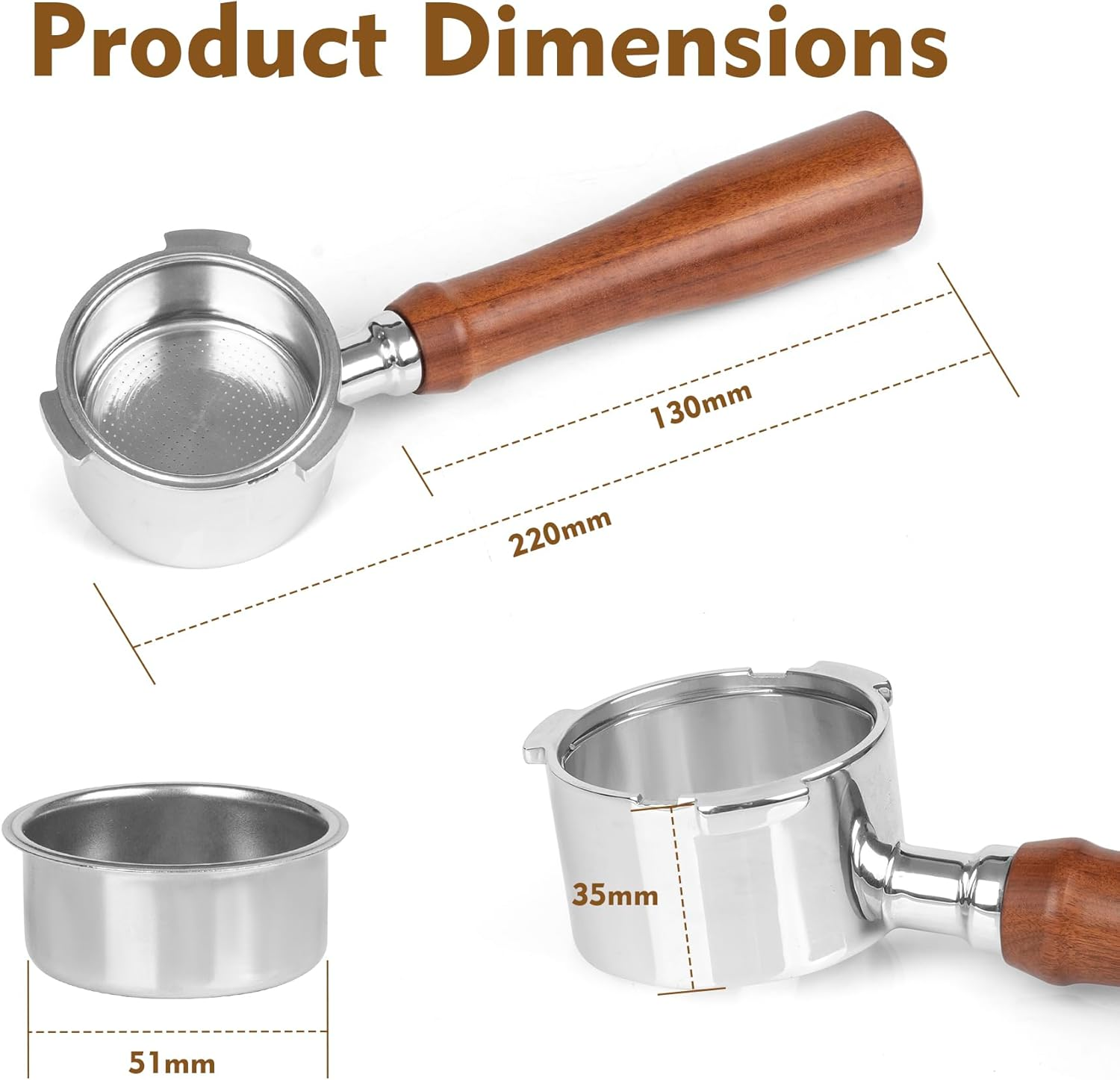 RECAPS 51Mm Bottomless Portafilter Coffee Filter Basket Included Compatible with Delonghi Dedica EC680/EC685/EC785/EC820/EC850/EC860 Smeg Coffee Maker Machines Accessories image number 4