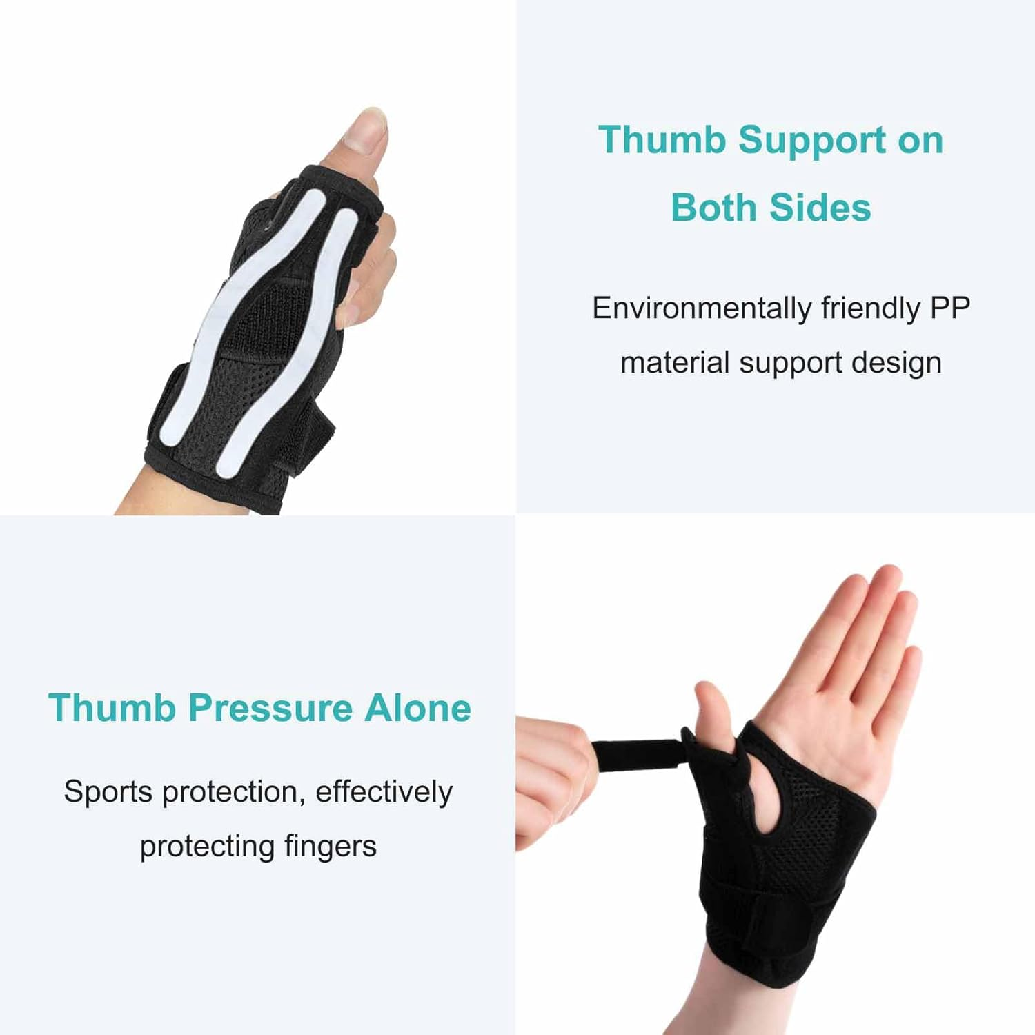 Thumb Brace with Wrist Support,Thumb Stabilizer Brace for Men and Women, Ideal for Thumb Pain, Tendonitis, Arthritis, and Sprained Wrists (Black) image number 4