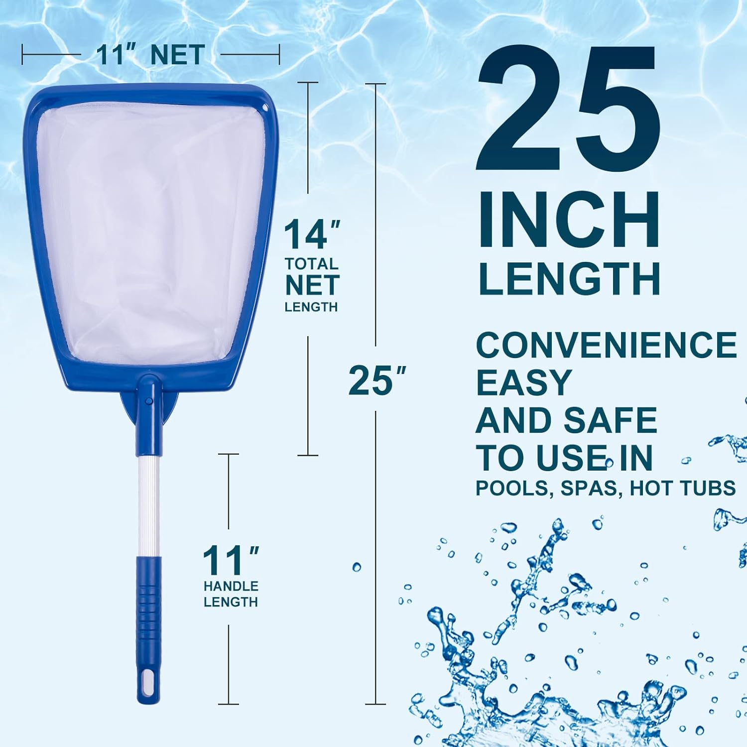 POOLAZA Hot Tub Skimmer Net Handheld, Professional Pool, Spa, Pound Skimmer Net with Aluminum Pole Handle, Deep Ultra Fine Mesh Netting Small Pool Skimmer Net, Upgrade Durable Hot Tub Net Hand Skimmer image number 1