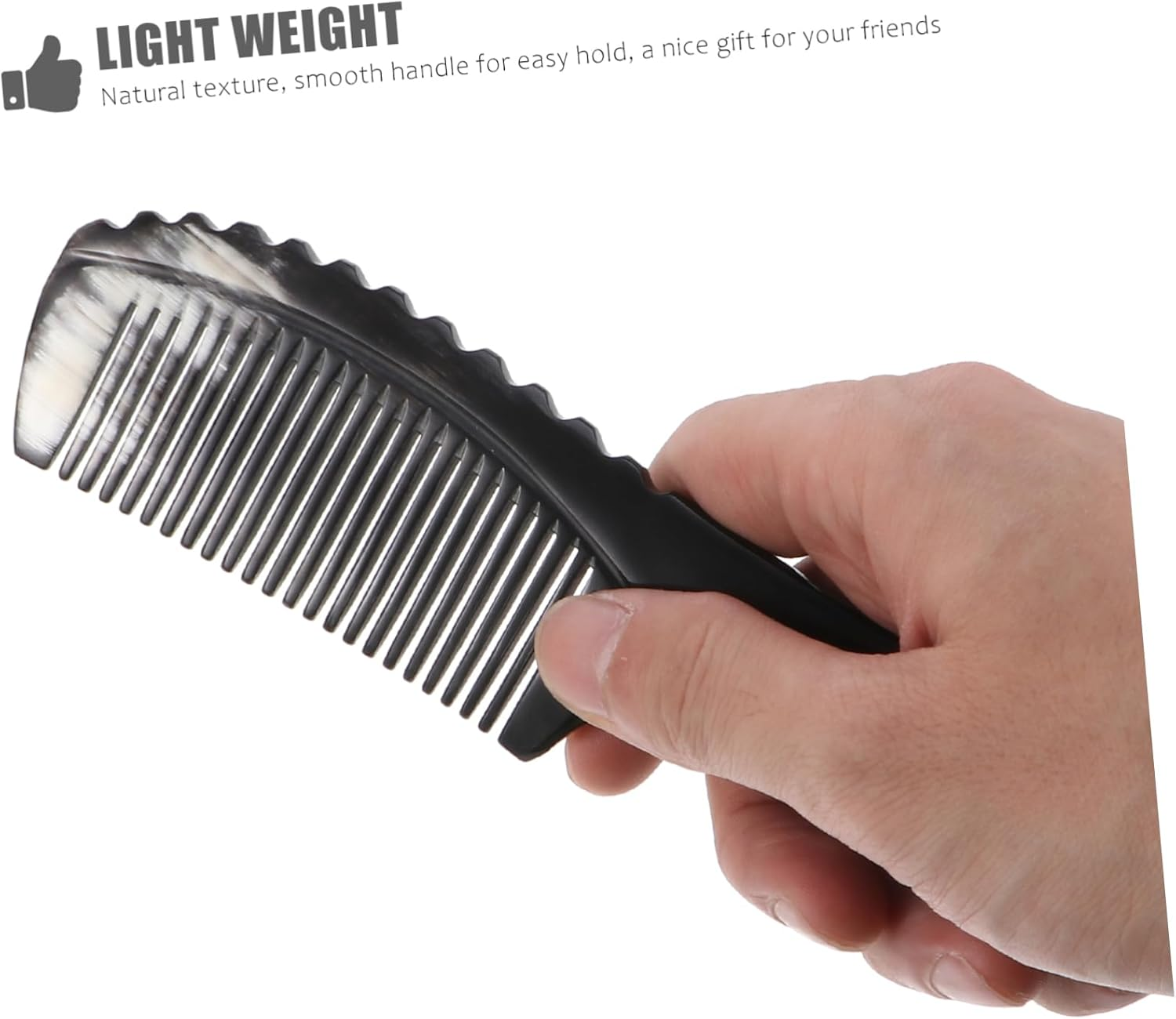 IWOWHERO Natural Buffalo Horn Fine Tooth Comb for Hair Care No Snags No Static Frizz Easy Detangle image number 5