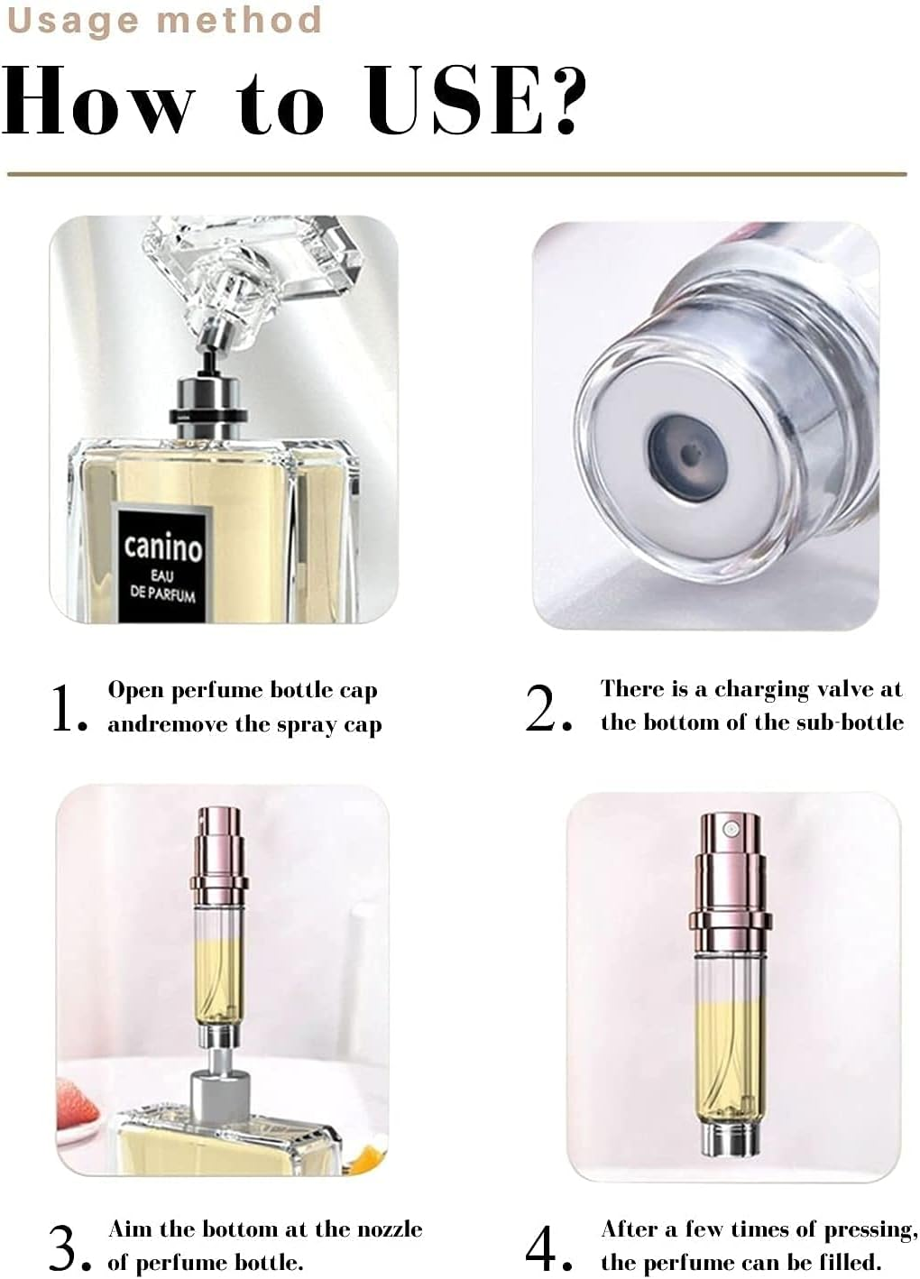 Asanana Perfume Atomiser, Refillable & Travel Size Perfume Bottle, 9 Ml (P9-Silver)