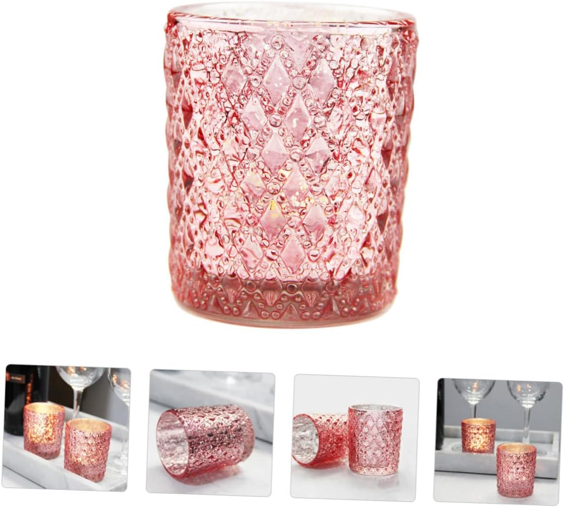 CORHAD 12Pcs Embossed Glass Candle Cups Mosaic Candle Holders for Wedding Decorations image number 5