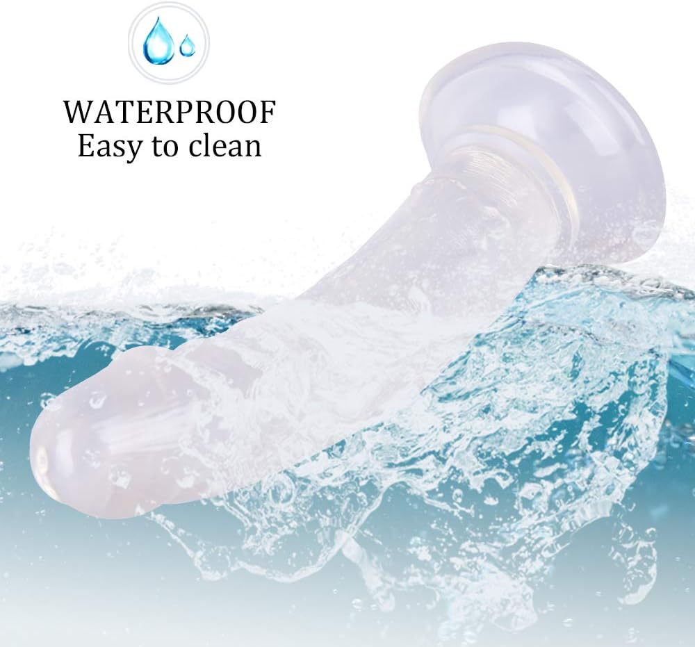 Mini 5.3 Inches Realistic Dildo Adult Sex Toys for Beginners, Curved Designed Lifelike Fake Penis for G Spot Stimulator & Anal Plug Training Set (Clear) image number 1