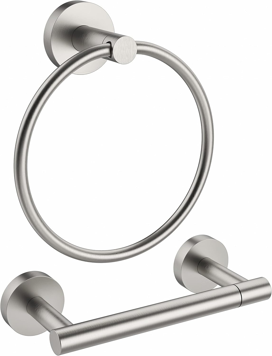 RARXTR Matte Black Toilet Paper Holder & Towel Ring SUS304 Stainless Steel 2Pc Bathroom Hardware Set with Double Post Pivoting Toilet Paper Roll Holder Wall Mount & Bathroom Towel Holder Set