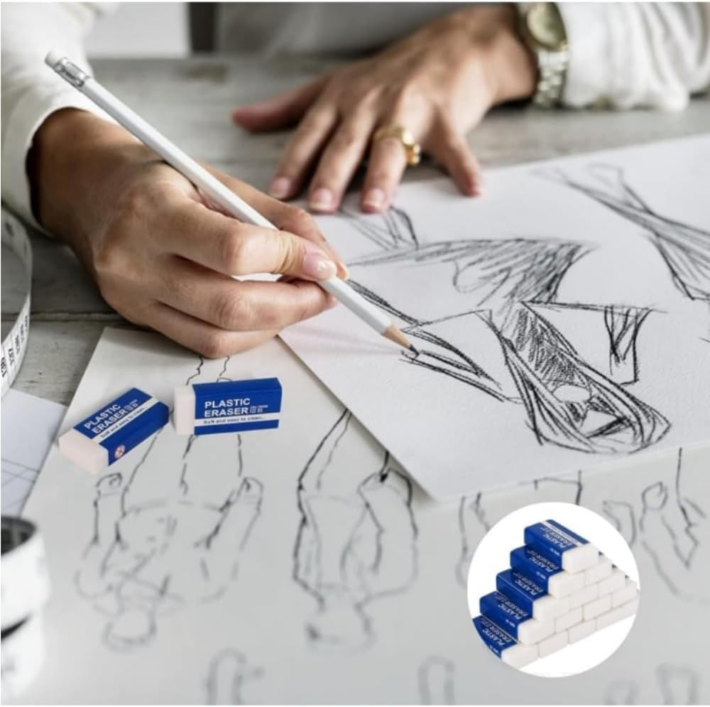 Fabselection 2B Erasers Bulk, 30 Pcs Pencil Eraser, White Eraser, 2B Soft Rubbers Erasers for School Office Supply Stationery Sketching Writing Painting (5 X 2 X 1Cm)