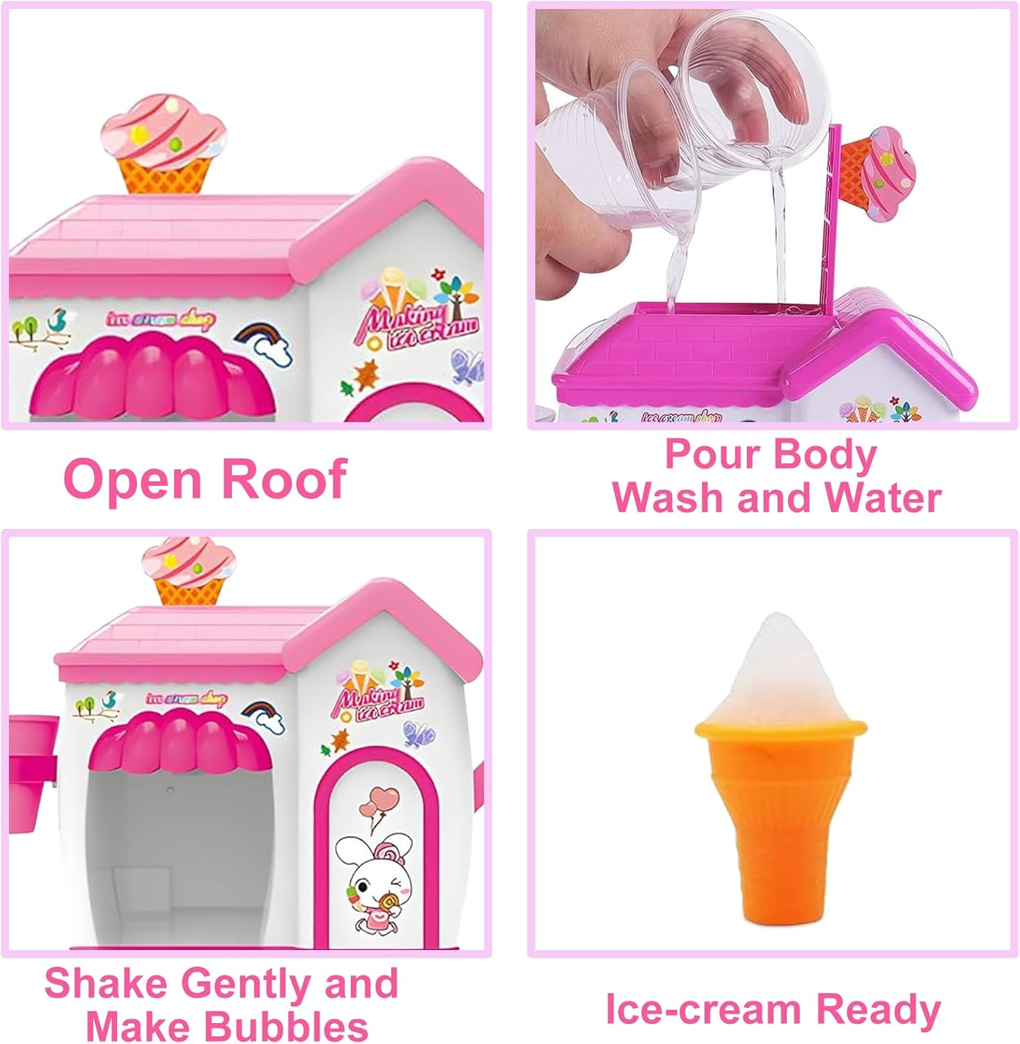 Ice Cream Foam Maker Bath Toys for Kids 3-8 Years, Bubble Pretend Cake Play Set for Toddlers, Fun Bathtub Toys for Boys & Girls, Easter Birthday Gifts Idea