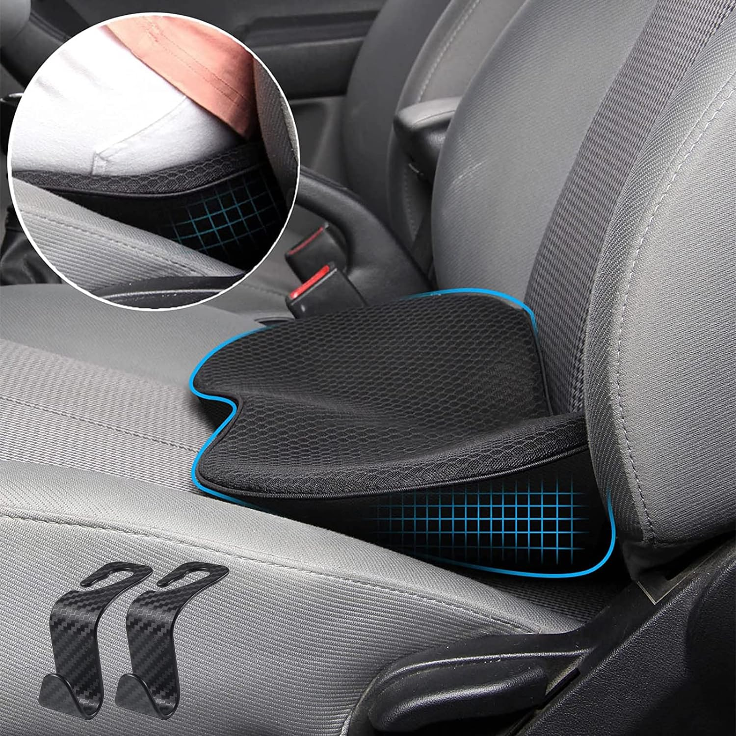 Car Seat Cushion, Memory Foam Auto Wedge Seat Pad, Comfort Low Back and Tailbone Sciatica Pain Relief Driving Pillow, Breathable Non Slip Orthopedic Support Pad, Road Trip Essential image number 3
