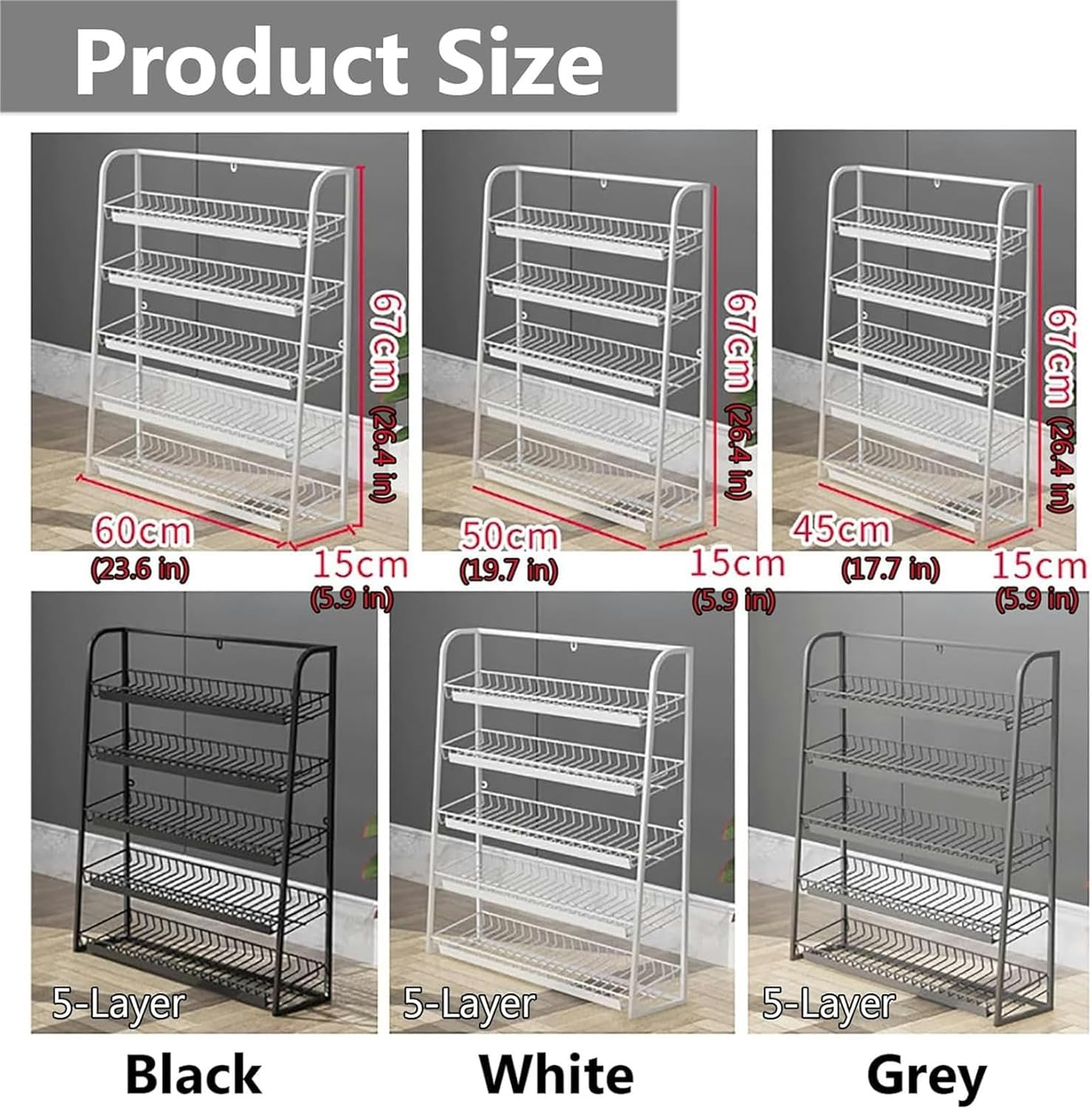 Snack Storage Rack Storage Baskets， Candy Display Rack(Black,50X15X67Cm)