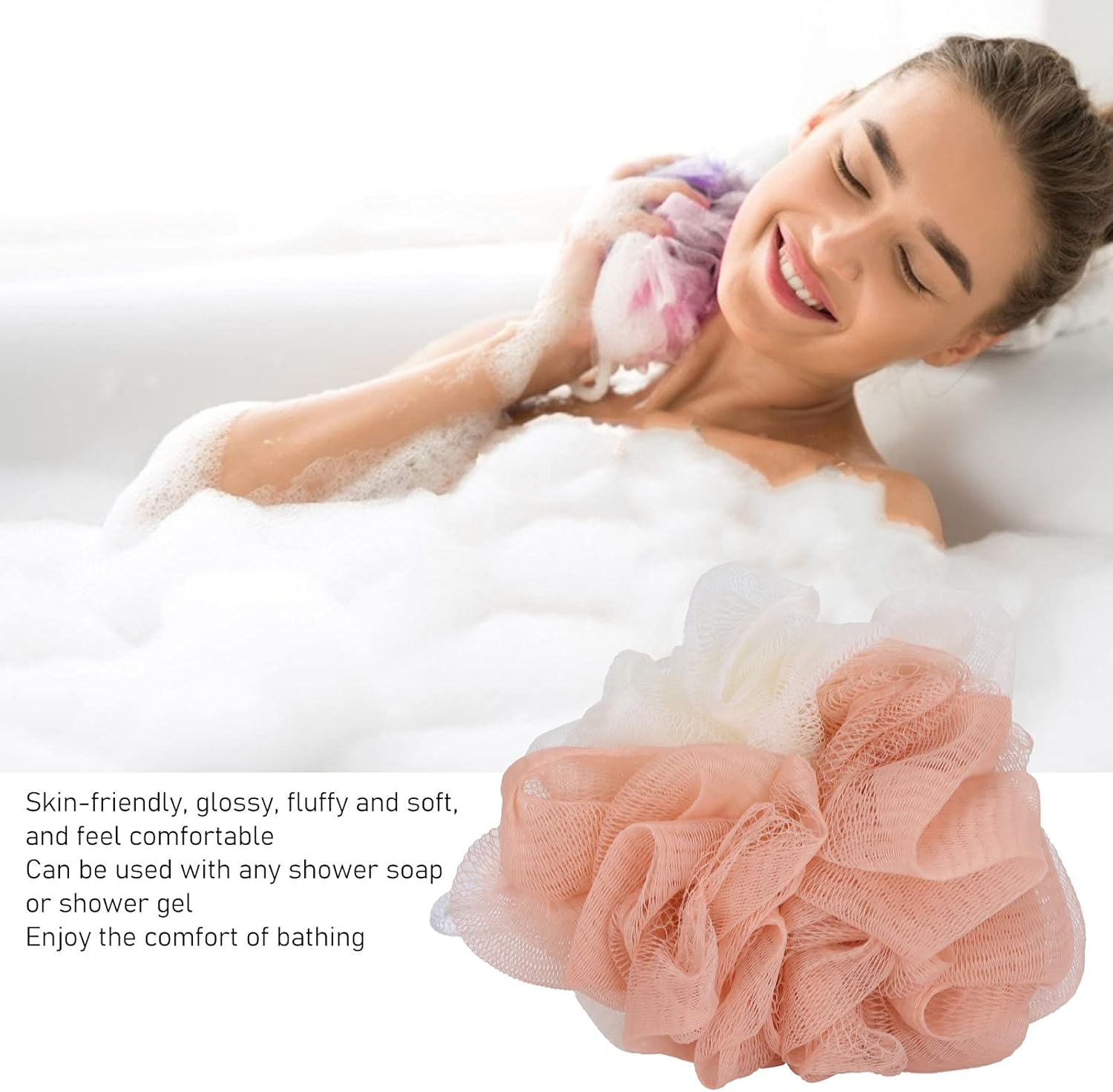 Bath Loofah, Bath Ball Mesh Bath Ball Loofah Sponge Shower Sponge Bath Scrubber for Girl for Bathroom