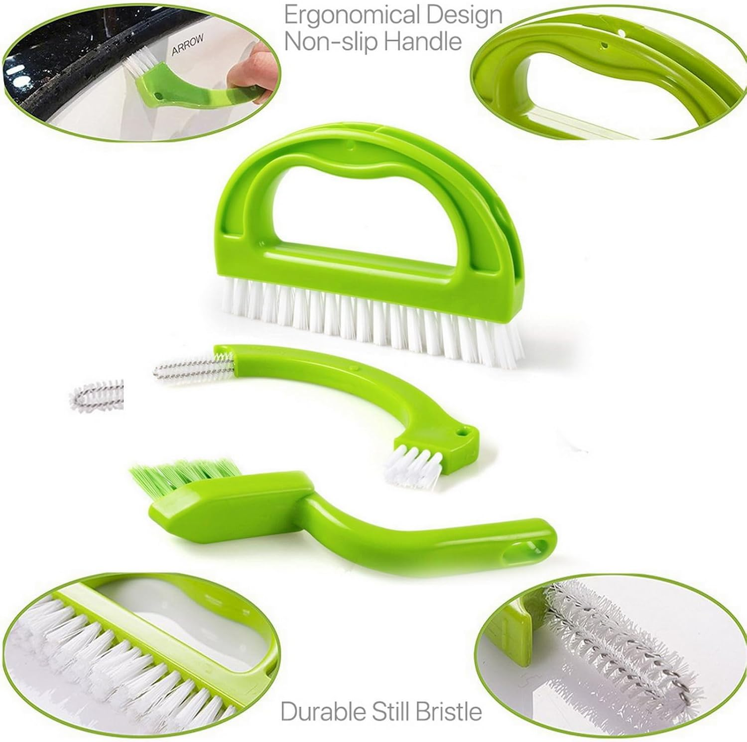 GYB Green 3 in 1 Tile Grout Cleaning Brush Mould Remover Narrow Stiff Stain Cleaner image number 6