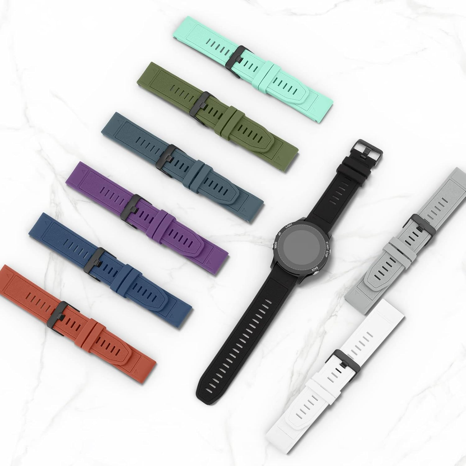 Quick Release Sport Bands for Garmin Fenix 7 Band/Fenix 6 Band/Garmin Forerunner 935 Band, 22Mm Silicone Breathable Replacement Strap for Garmin Fenix 7/Fenix 6/Approach S60/S62/Forerunner 955/945/935