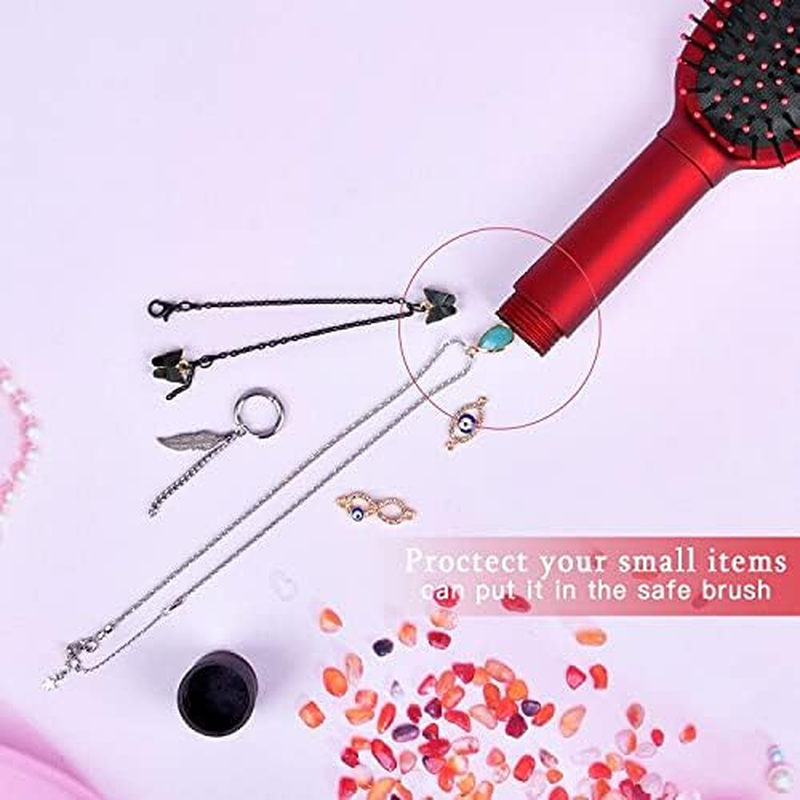 Diversion Safe Hair Brush to Store Money, Cash, Jewelry, Mini Keys, Beach Safe Container Real Hair Brush Comb for Valuables, Perfect for Mother'S Day, Father'S Day, Christmas - Red image number 2