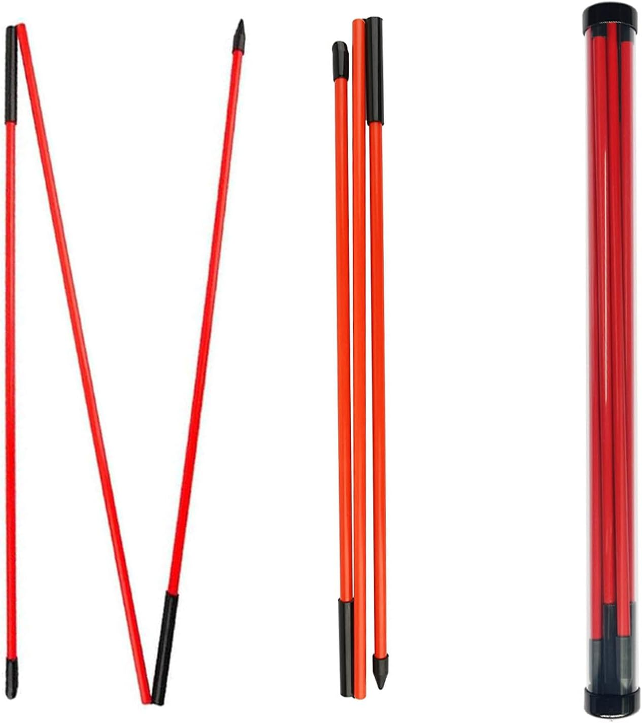 Taicols Golf Alignment Stick, 2Pcs Collapsible Golf Practice Rods, Full Swing Trainer Golf Indicator Posture Corrector with Clear Tube Case Portable Golf Training Equipment for Aiming Putting