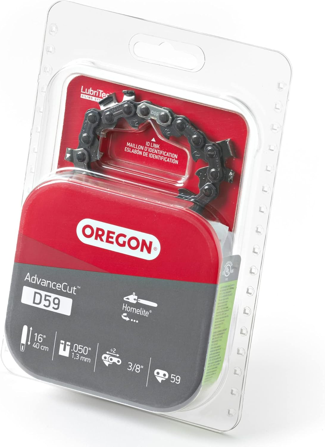 Oregon D59 Advancecut Replacement Chainsaw Chain for 16-Inch Guide Bars, 59 Drive Links, Pitch: 3/8", .050" Gauge, Fits Homelite, Jonsered, Gray image number 6