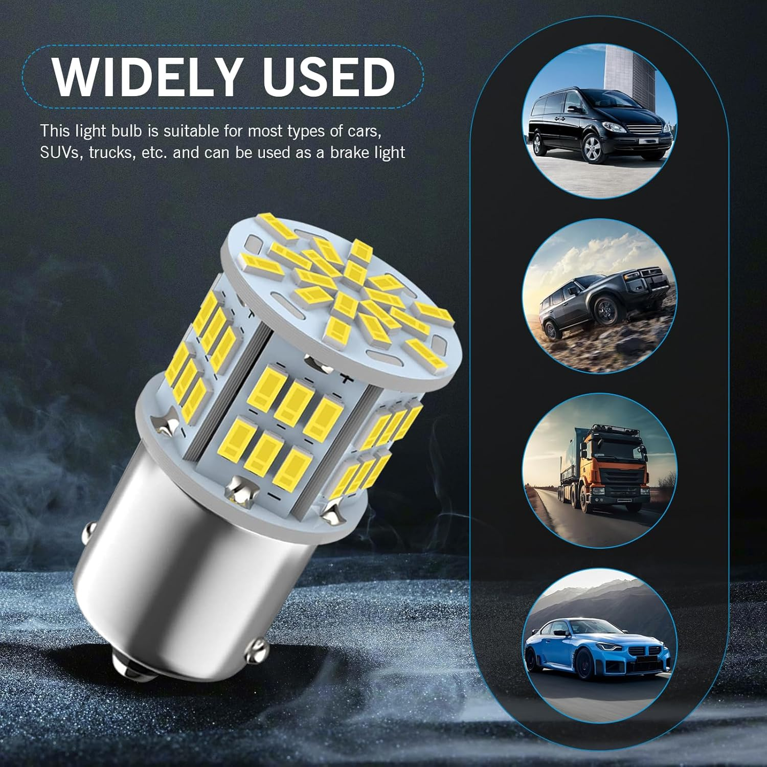 Waswale 2 PCS 1156 LED Bulb Reversing Light, Single Contact 6800K Super Bright Turn Signal Bulb, 1141 1003 7506 BA15S Bulb, Universal for Most Cars (White) image number 6