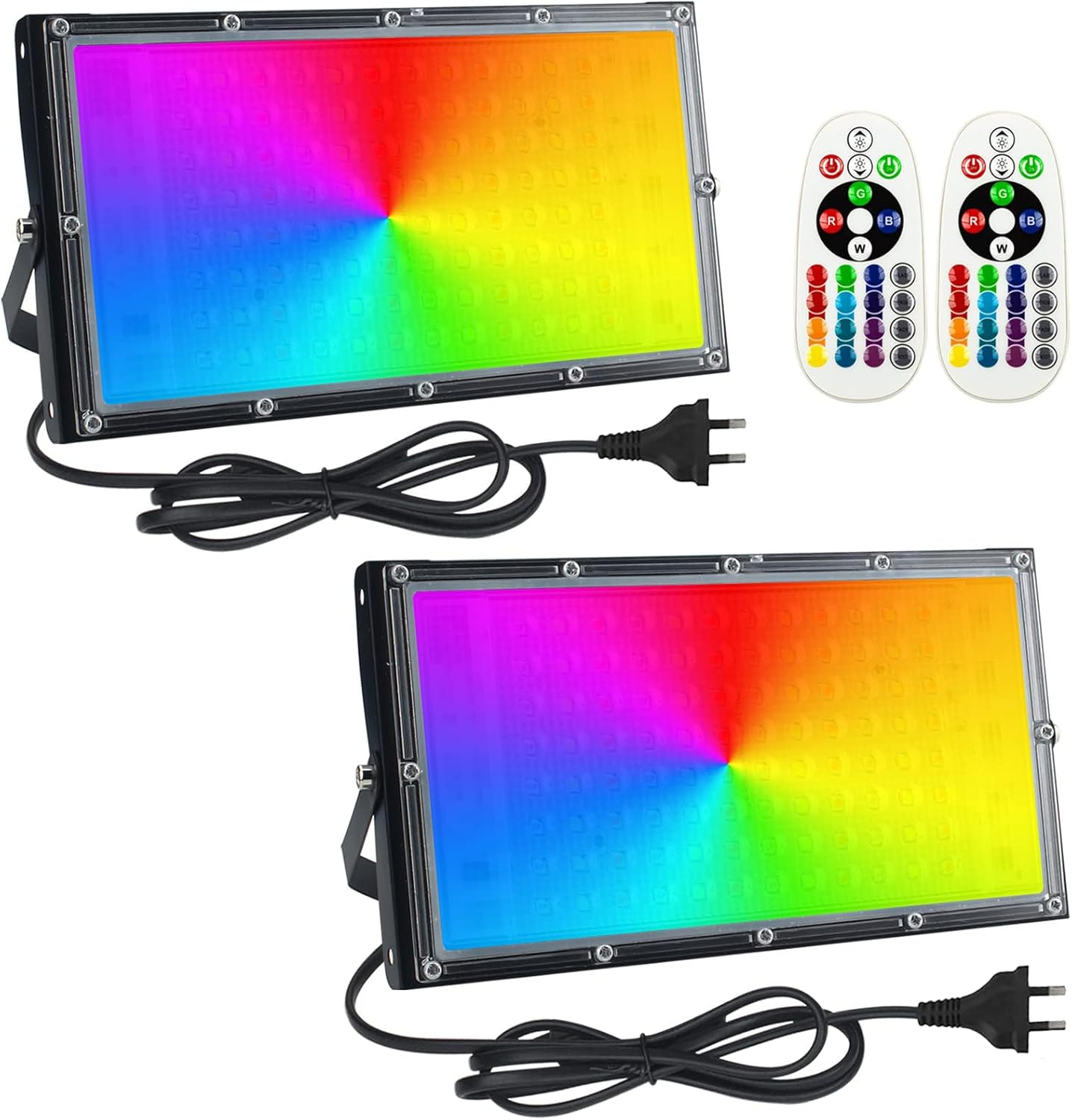 RGB Flood Light,Led Flood Light - 2 Pack 100W Smart RGB Light with Remote Control,Waterproof IP66 Floodlight,Outdoor Colour Changing Lights for Garden,Yard,Stage Lighting,Discos image number 6