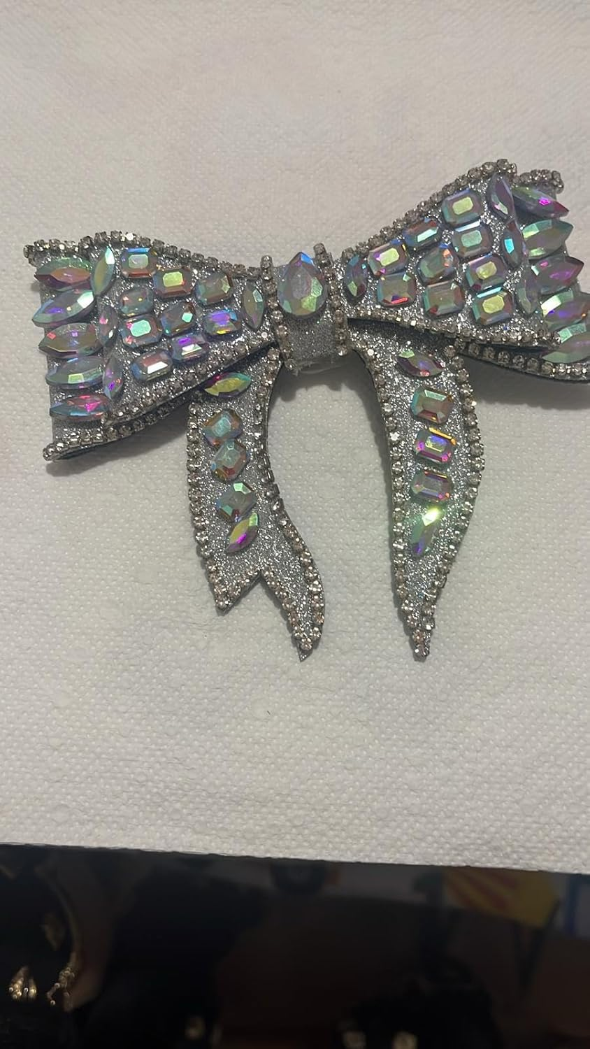 NTY Collections Rhinestone Bow Hair Clips &ndash; Sparkly French Design Barrettes, Crystal Bow-Knot Hair Accessories for Women & Girls, Party, Halloween, and Special Occasion Hairstyles -Pack of 1, Silver image number 4