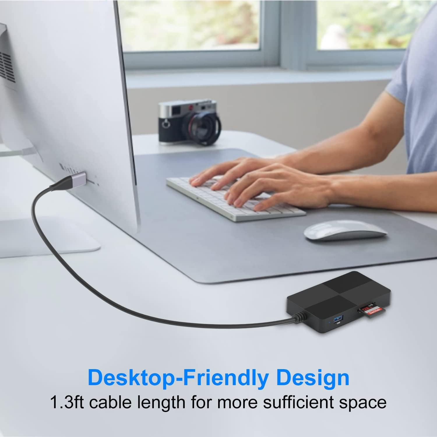 USB C USB3.0 Multi Card Reader Hub, USB 3.0 Memory Card Adapter with Multiport Hub of 3 USB3.0, 5 Memory Cards for XD, CF, MS, SDXC, SDHC, MMC, Micro SDXC, Microsd, Micro SDHC, UHS-I image number 5