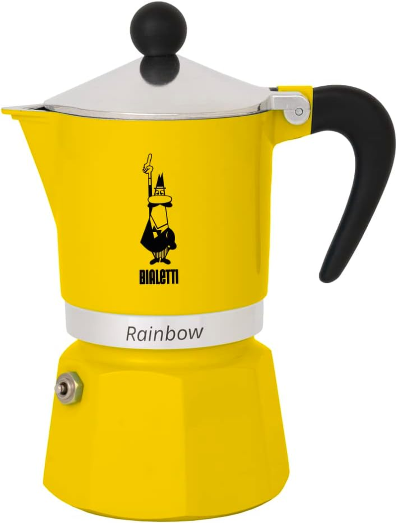 Bialetti - Rainbow: Stovetop Espresso Maker, Moka Pot, Italian Coffee Maker, 6 Espresso Shots (8.4 Oz - 250 Ml), Aluminum, Yellow image number 4