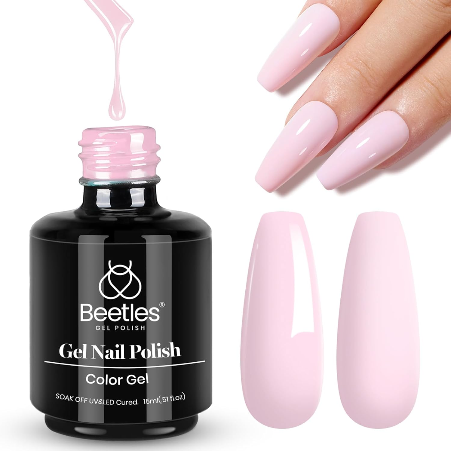 Beetles Gel Polish Gel Polish 15Ml Barely Pink Nails Gel Soak off LED Nail UV LED Lamp Spring Summer Gel Polish Nail Art Manicure Salon DIY Home Solid Gel 0.5Oz Gel Nail Polish Colors image number 1
