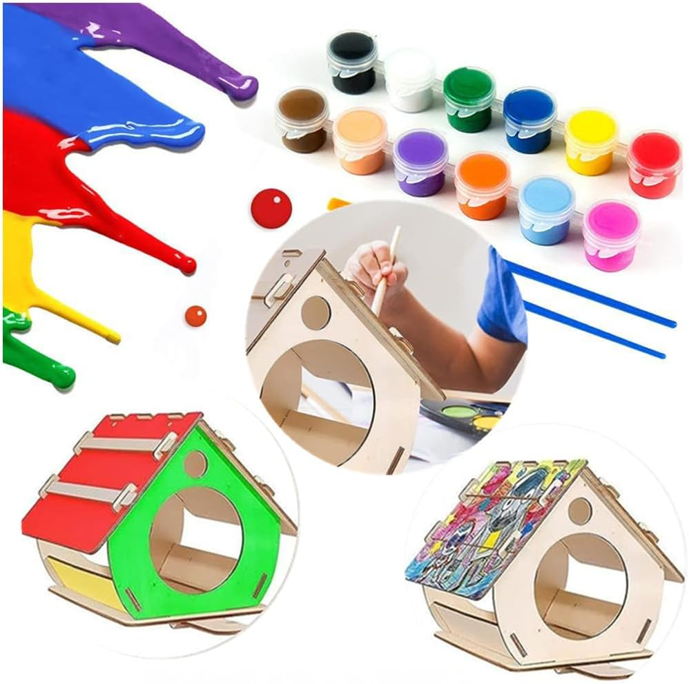 Wooden Bird Feeder, Bird House, Traditional Bird Nesting House, Birds Nesting Box,Garden Birdhouse, Bird Feeder Shelter, Outdoor Bird Houses for Tree Bird House Backyards Hummingbird Feeder image number 4