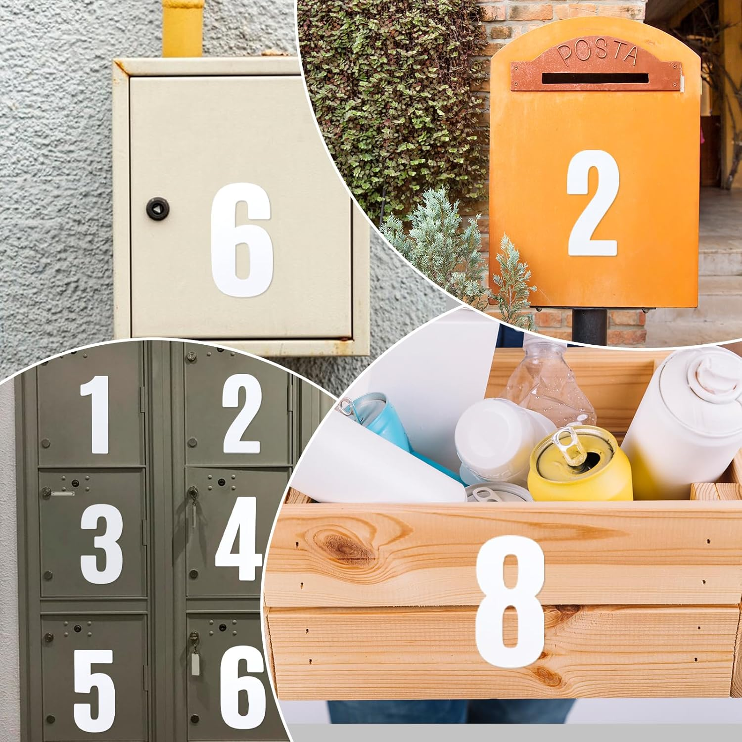 50 PCS White Door Numbers Stick On, 4 Inch Bin Numbers Stickers Self Adhesive, 0-9 Vinyl Number for Mailbox Door Garbage Bins Address Car image number 1