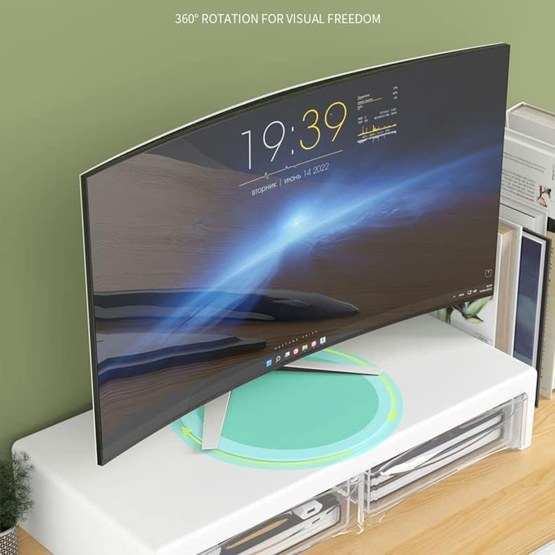 XICEN White Monitor Stand Riser with Drawer, Desktop Organizer, Laptop Stand with Storage, Stand for Computer, Laptop, Printer, Notebook, Imac (15Cm) image number 1