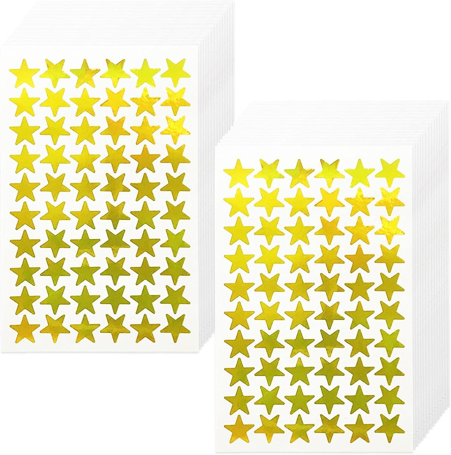 Tehttz 1800Pcs Gold Star Stickers, 30 Sheets Tiny Holographic Foil Stars Stickers for Reward, School Planner, DIY or Decoration, Classroom Teacher Supplies