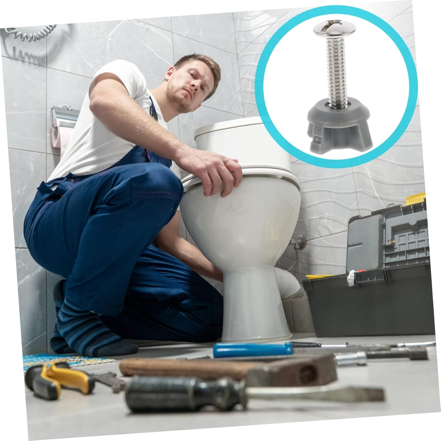 TEHAUX 2Pcs Toilet Seat Screws Expansion Bolts for Secure Toilet Cover Installation Fasteners for Easy Setup and Use image number 1