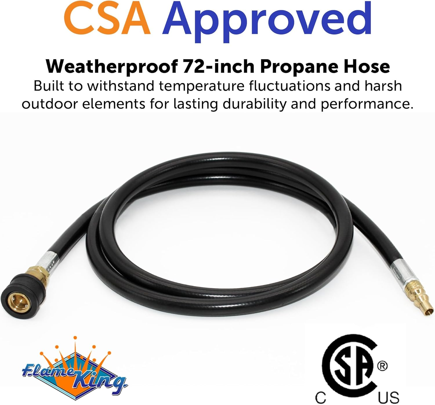 Flame King RV, Van, Trailer, Dual Quick Connect Hose, LP Gas Only, 72 Inch, 1/4 Inch ID - 100395-72 image number 2
