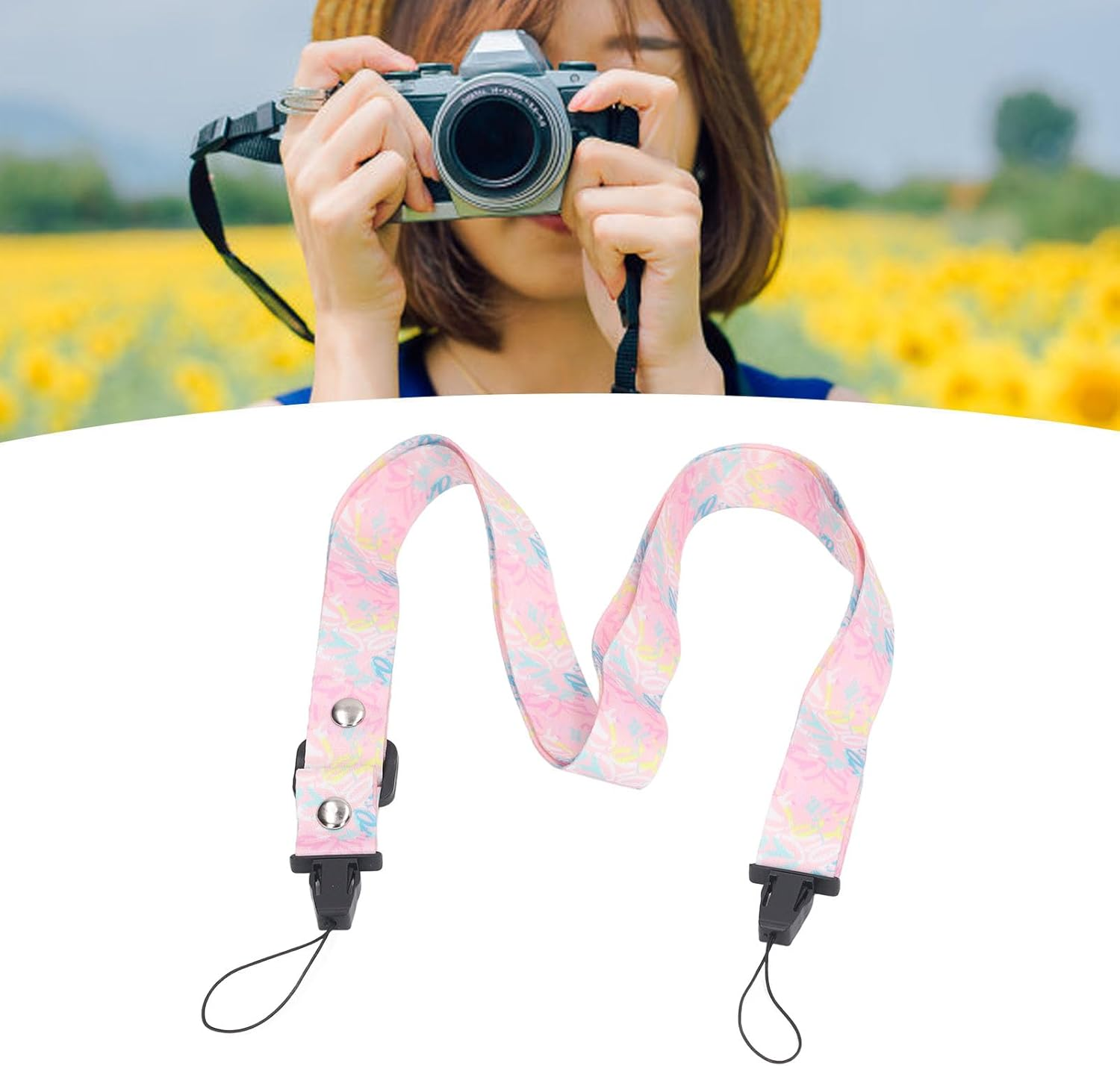 Camera Neck Shoulder Strap, Camera Strap Durable Comfortable for Professional Cameras (Pink Graffiti)