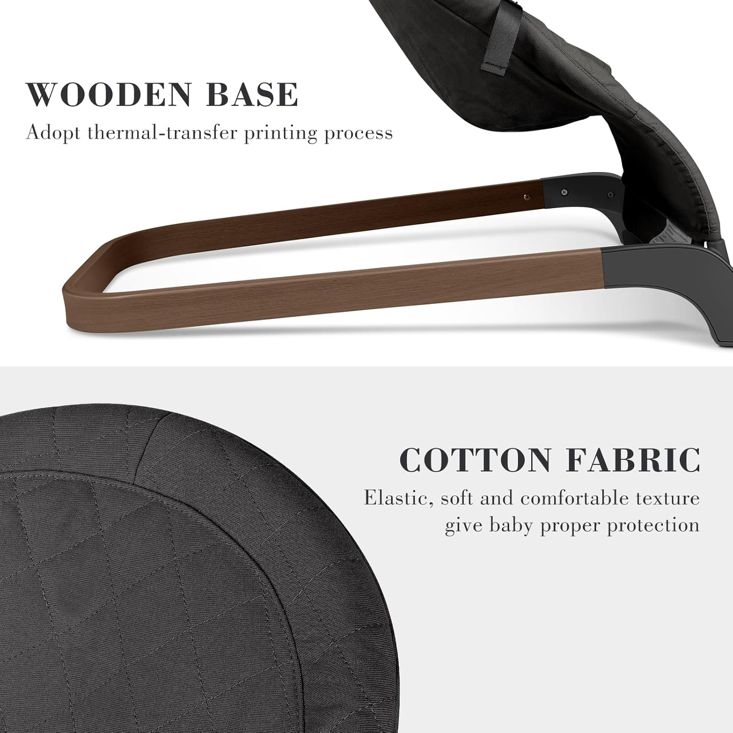 ANGELBLISS Baby Bouncer, Portable Bouncer Seat for Babies, Infants Bouncy Seat with Cotton Fabric, Natural Vibrations (Anthracite) - Pink image number 5