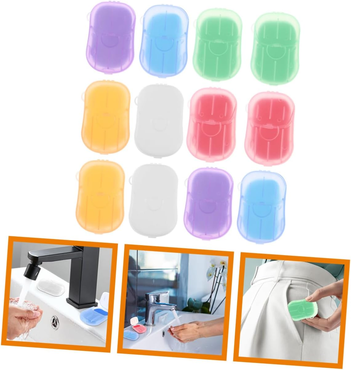 HANABASS Portable Soap Sheets for Travel 12 Boxes of Scented Soap Paper for Handwashing Includes Rose Jasmine Lavender Milk Orange for Outdoor Activities and Camping image number 4