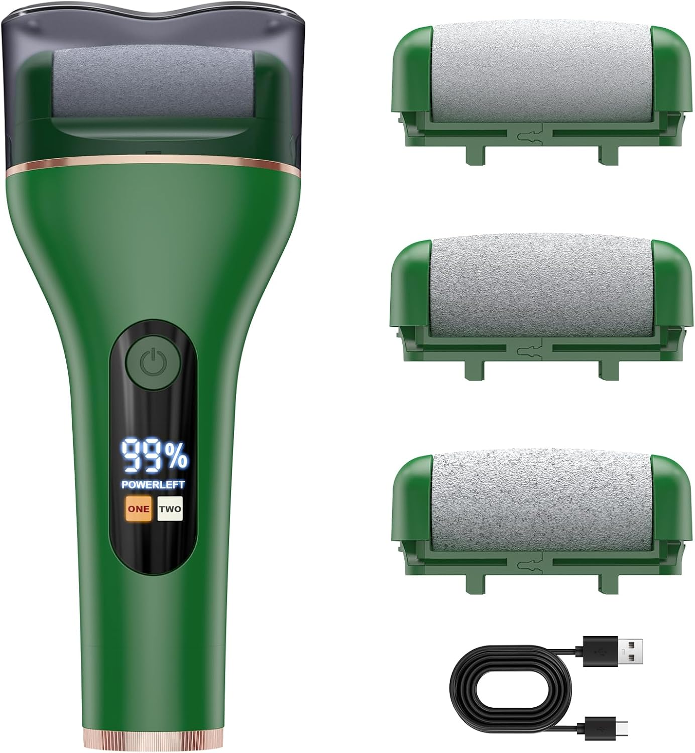 AOMEES Electric Callus Remover, Electric Callus Remover with IPX7 Waterproof, 2 Speeds, LED Light, LCD Display, 3 Interchangeable Rollers for Callus Removal