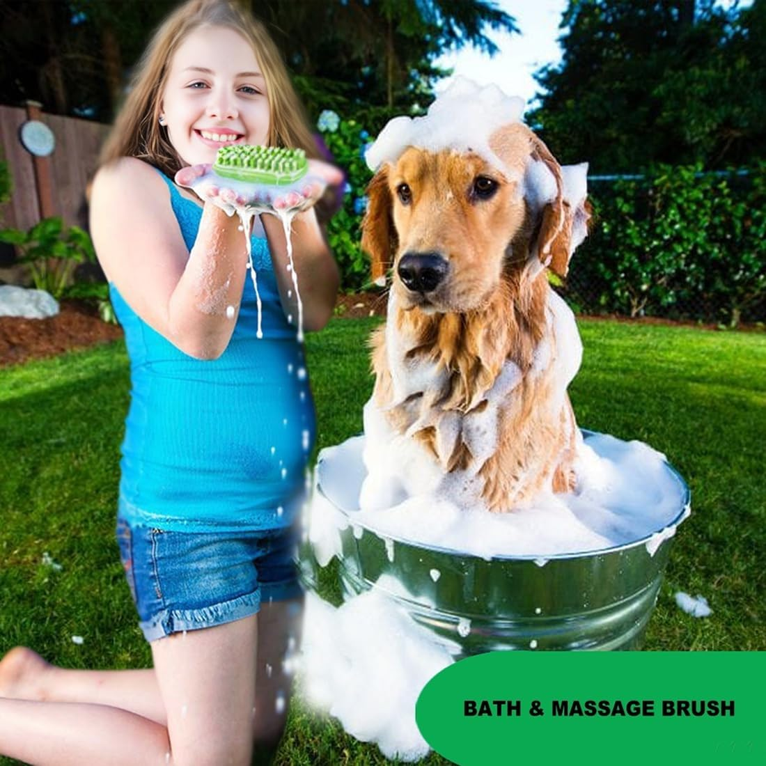 Metopets Dog Bath Brush, Multi-Functional Pet Grooming Brush with Rubber Bristles for Deshedding, Massaging, and Relaxing image number 4