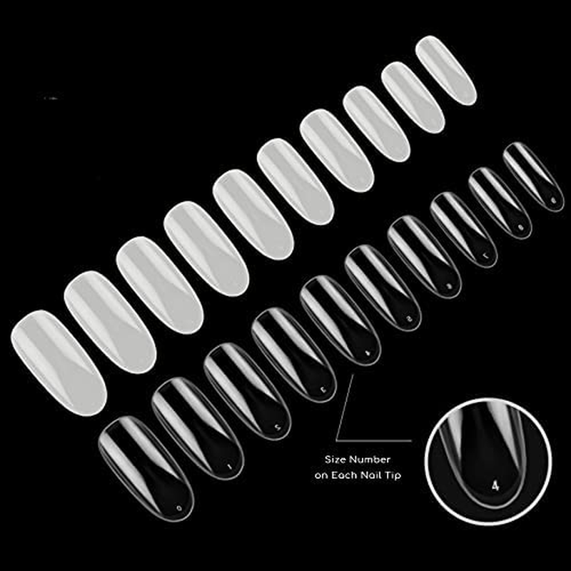 500 Pieces Long Oval Full Cover Nails Natural with 2G Glue, Beauties Factory Natural Oval False Nail Tips in 10 Sizes (Size 0-9) for Nail Salons DIY Extensions Design Manicure image number 5