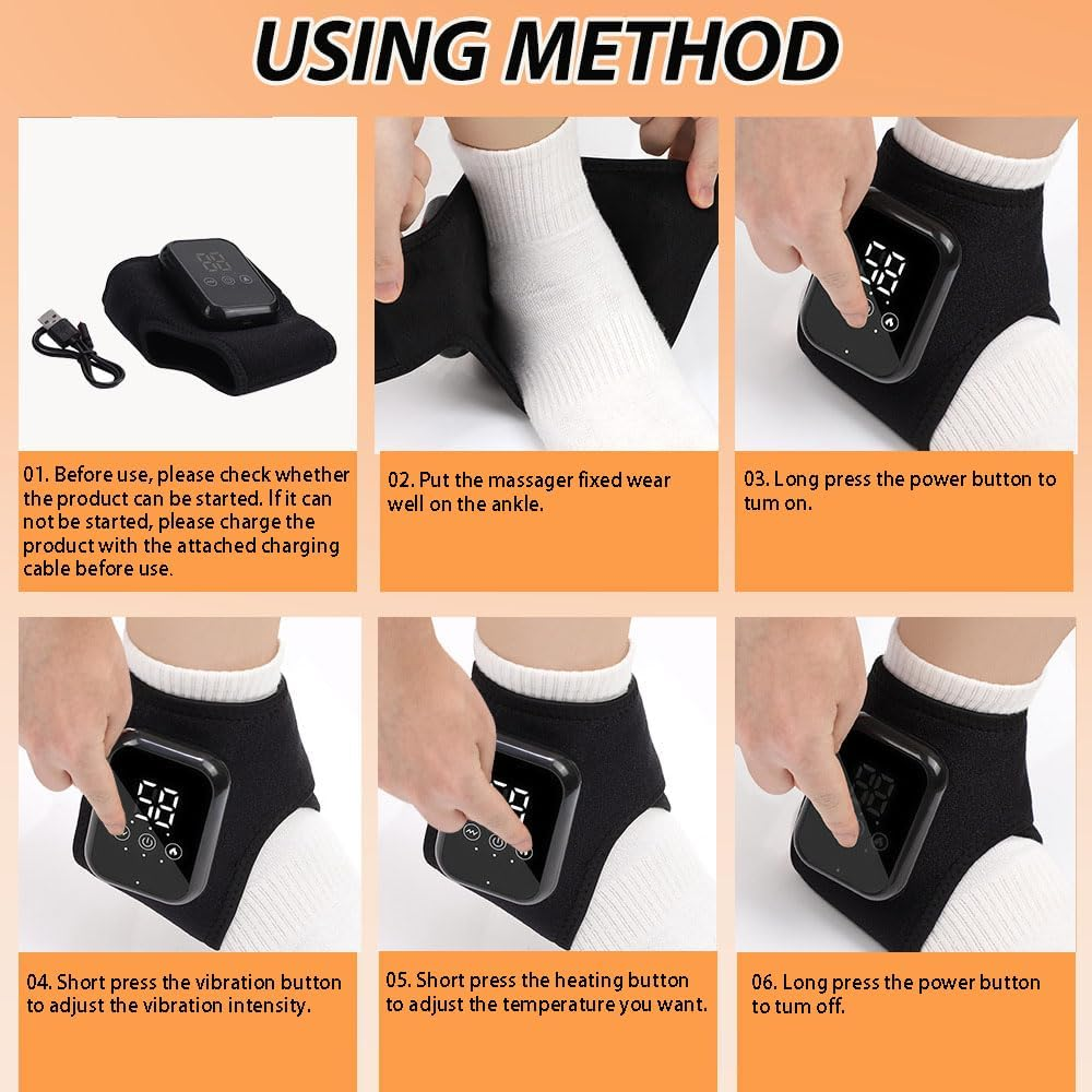 2 Pack Foot Massager, 3 in 1 Foot Revive Massager with 3 Vibration Mode, Heated Ankle Wrap, 5 Heat Level for Foot Relaxation, Wireless & Portable image number 3