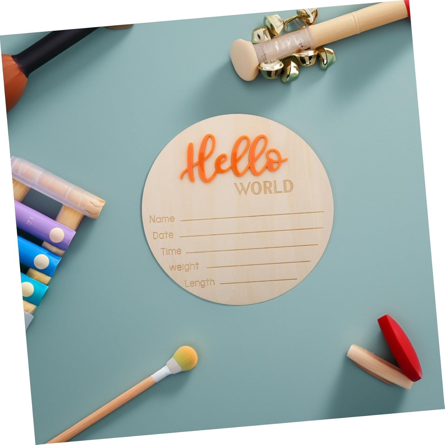 Toyvian Wooden Birth Announcement Sign Name Date Weight Height Elegant Decor for Nursery image number 2