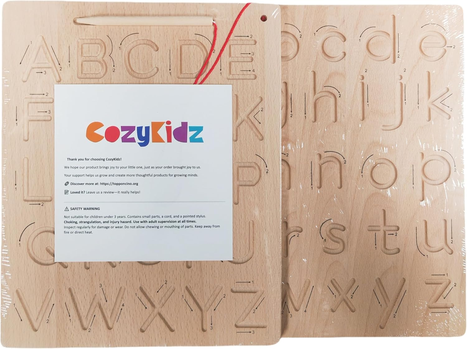 Double-Sided Wooden Alphabet Tracing Board &ndash; Uppercase & Lowercase Letters &ndash; Montessori ABC Learning Toy with Stylus &ndash; Fine Motor & Pre-Writing Skills for Toddlers & Preschoolers Ages 3+ image number 2