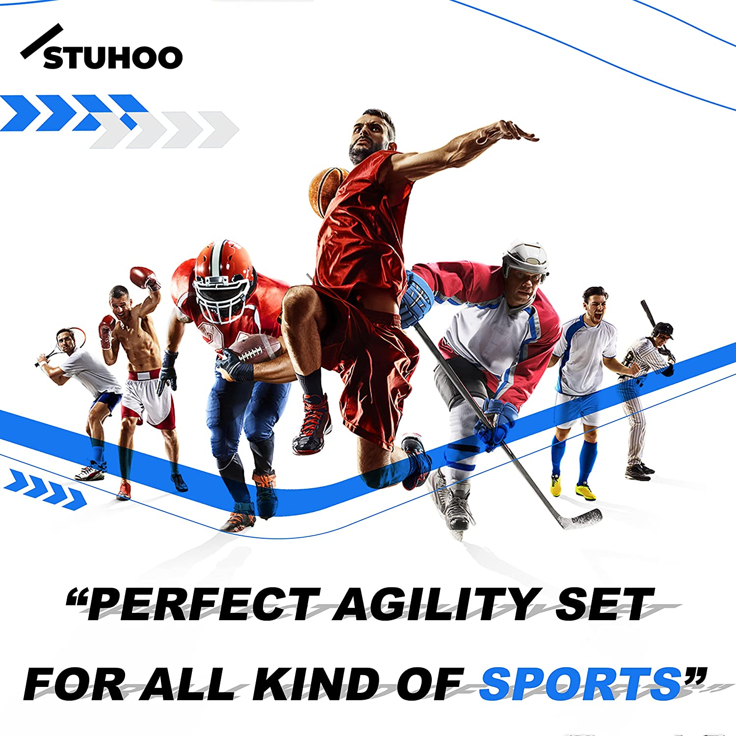 STUHOO Agility Training Equipment Set | Soccer Training Equipment for Kids Youth | Agility Ladder Speed Training Equipment with Bag | Football Training Equipment with Speed Hurdles, Cones for Footwork image number 1