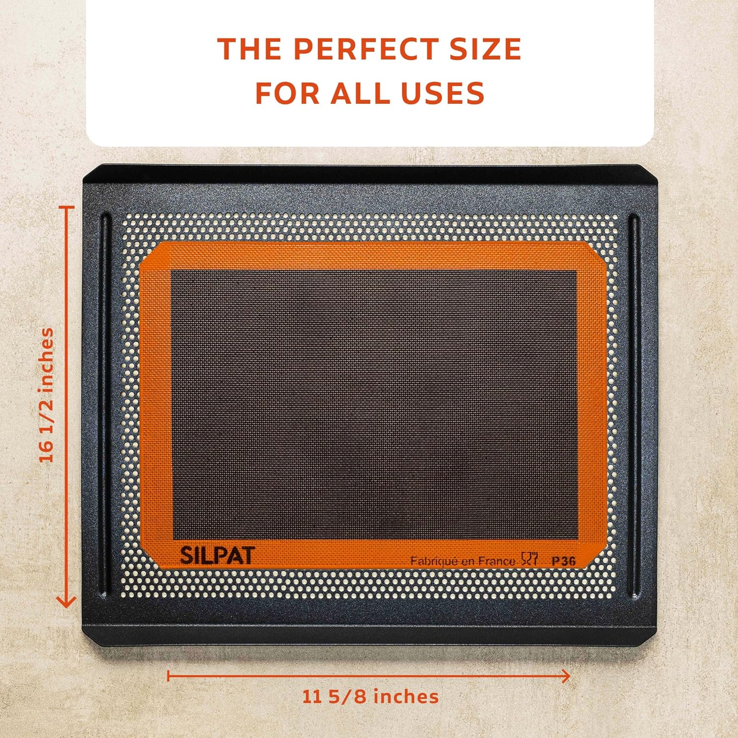 Silpat SN 415 290 02 Silpain Premium Non-Stick Silicone Baking Mat for Bread, 11-5/8" X 16-1/2", Black image number 1