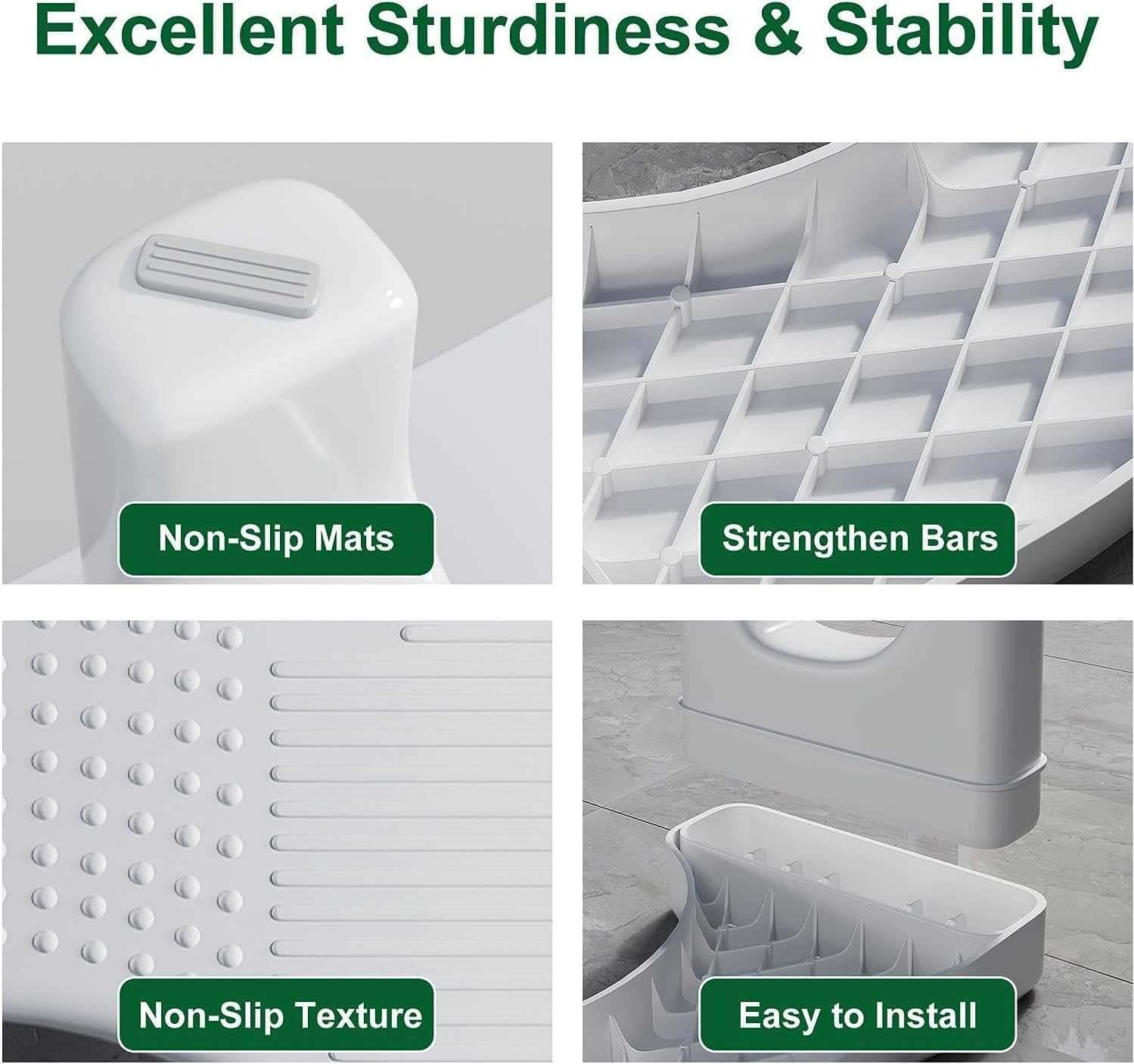 Toilet Stool Squat Adult, Poop Stool for Bathroom Adults, Toilet Foot Stool for Pooping, Toilet Step Stool for Kids, Non-Slip Surface, Sturdy Plastic-White image number 2